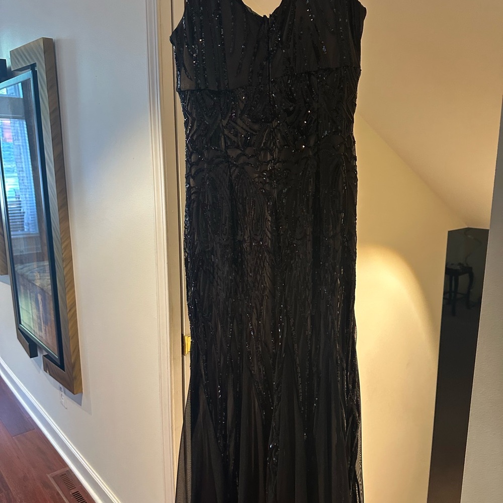 R & M Richards Black Sequin Maxi Dress